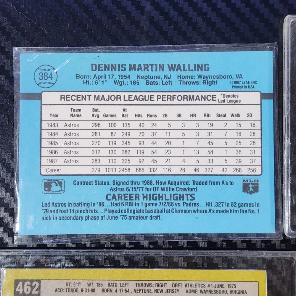 Lot of (4) Denny Walling Cards - '88 Donruss + Topps '90 Topps + Fleer